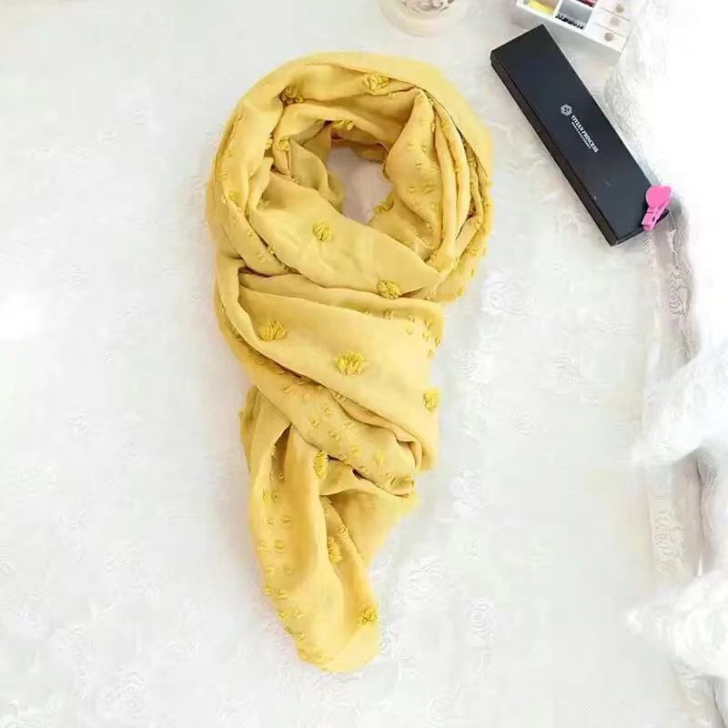 T561 Korean version of all-match solid color oversized spring and autumn cotton and linen plaid scarf literary women's winter shawl Korean silk s