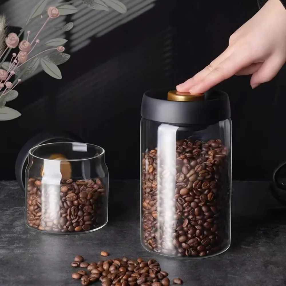 Economic 500ml Vacuum Sealed Jug Coffee Beans Glass Airtight Canister Food Grains Candy Keep Fresh Storage Kitchen Accessories Y251126