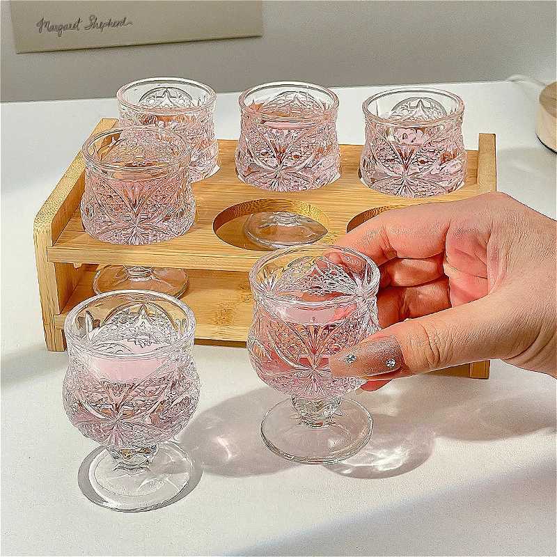 50ml Exquisite Cocktail Glass Vintage Carved Small Wine Glass Party Transparent Sweet Wine Glass Spirits Cup High End Drinkware C251126