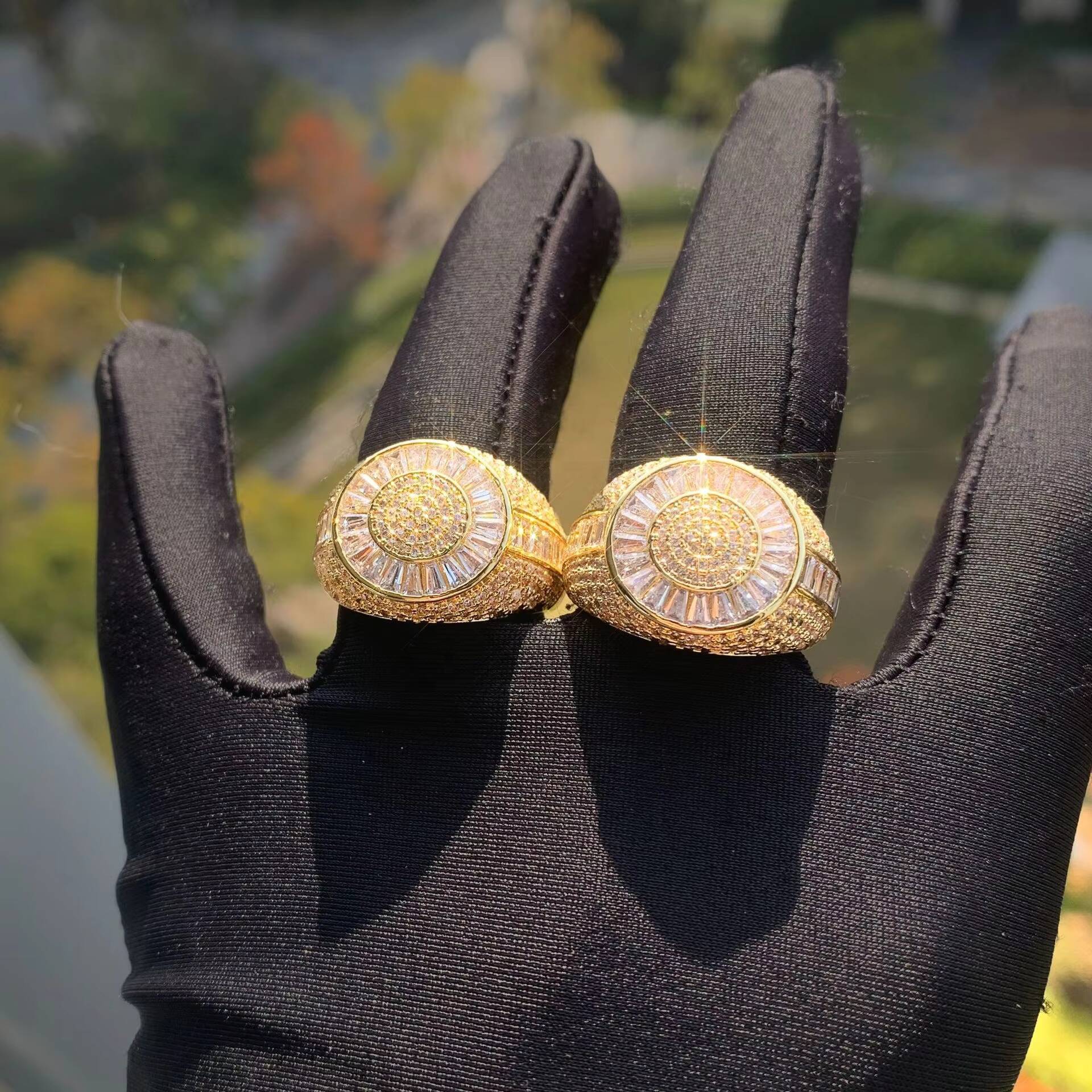 Wholesale Fashion Hip Hop Party Jewelry Rings Iced Out Baguette Diamond Clustered Signet Ring for Men Women - view 5