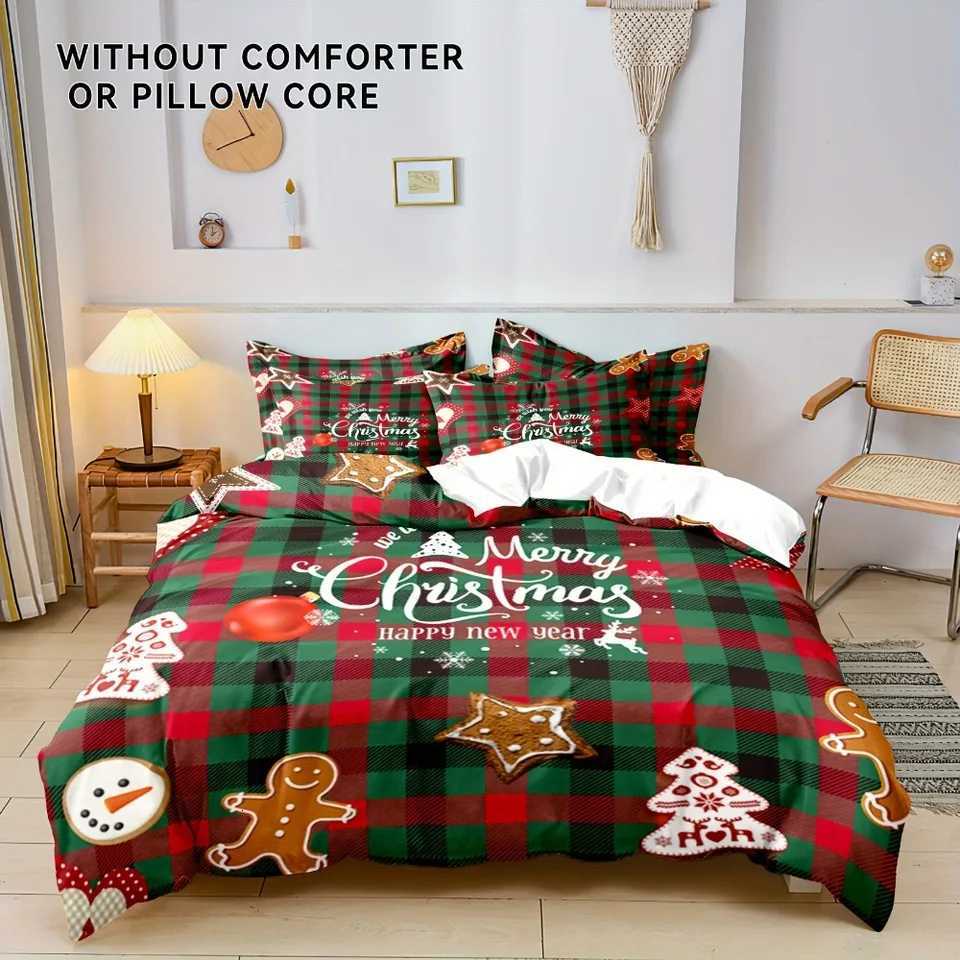 Christmas 3pcs Bedding Set Marry Christmas Print Cozy Duvet Cover Set King Queen Twin Single Size New Year Christmas Gift Bedroom Decor Y251126