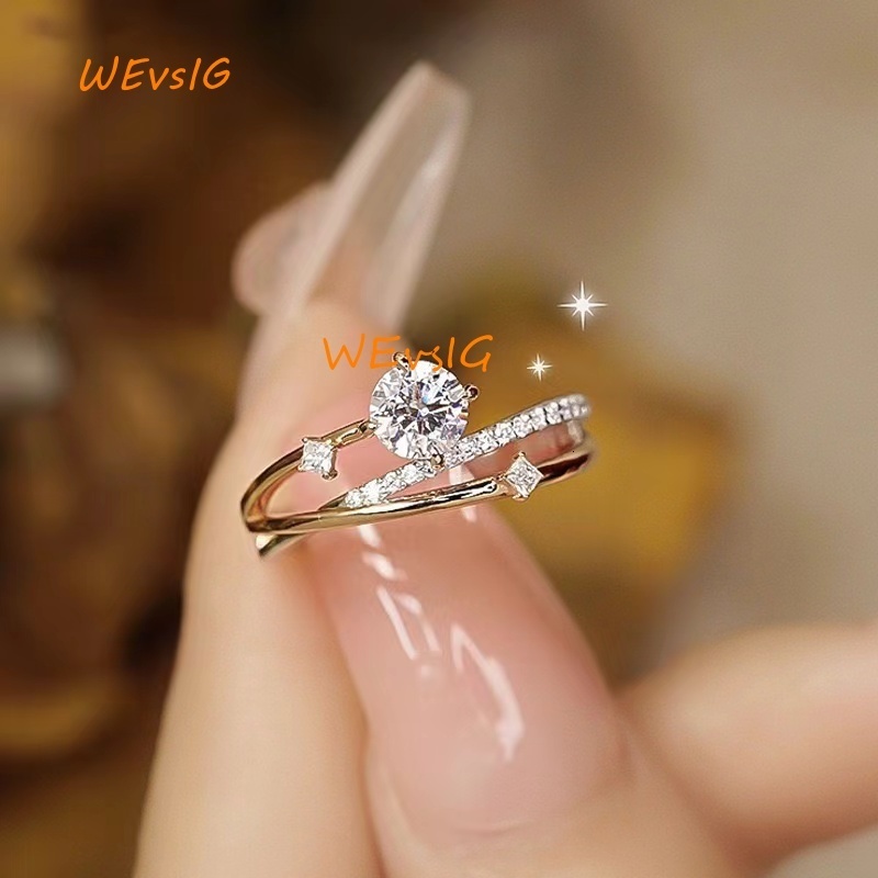 Luxury 0.5 1ct VVS Ice Cut Diamond Engagement Moissanite Rings Star Moon S925 Silver for Women Wedding Jewelry