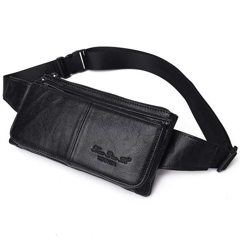 Men Waist Fanny Pack Belt Hip Bag Purse Genuine Leather Travel Fashion Real Cowhide Male Shoulder Sling Chest Cross body BagT251126