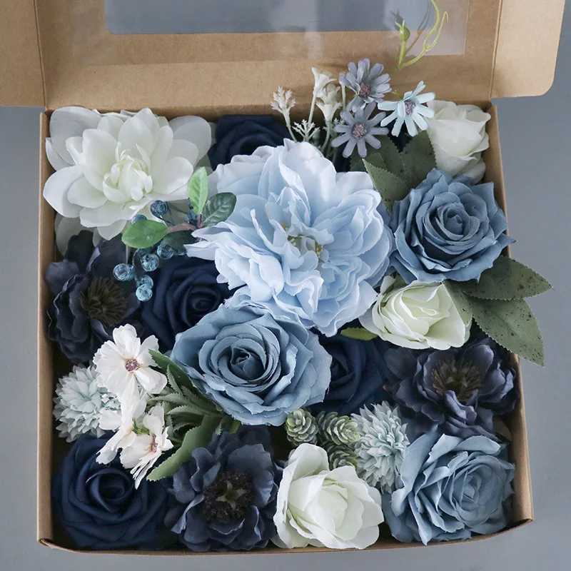 High End Simulation Flower Gift Box Set Wedding Valentines Day Birthday Gift Artificial Flower Head With Pole Home Bouquet C251126