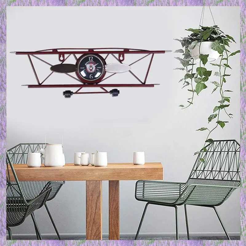 A63K-2X Creative Retro Aircraft Clock Living Room Dining Wall Wall Decoration Wall Hanging Iron Ornamental Clock C251126