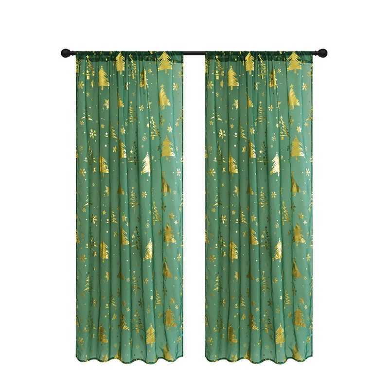 Curtain Christmas A93E-Festive Christmas Window Curtains 2 Pieces With Snowflake Print Design For Living Room Decorations Y251126