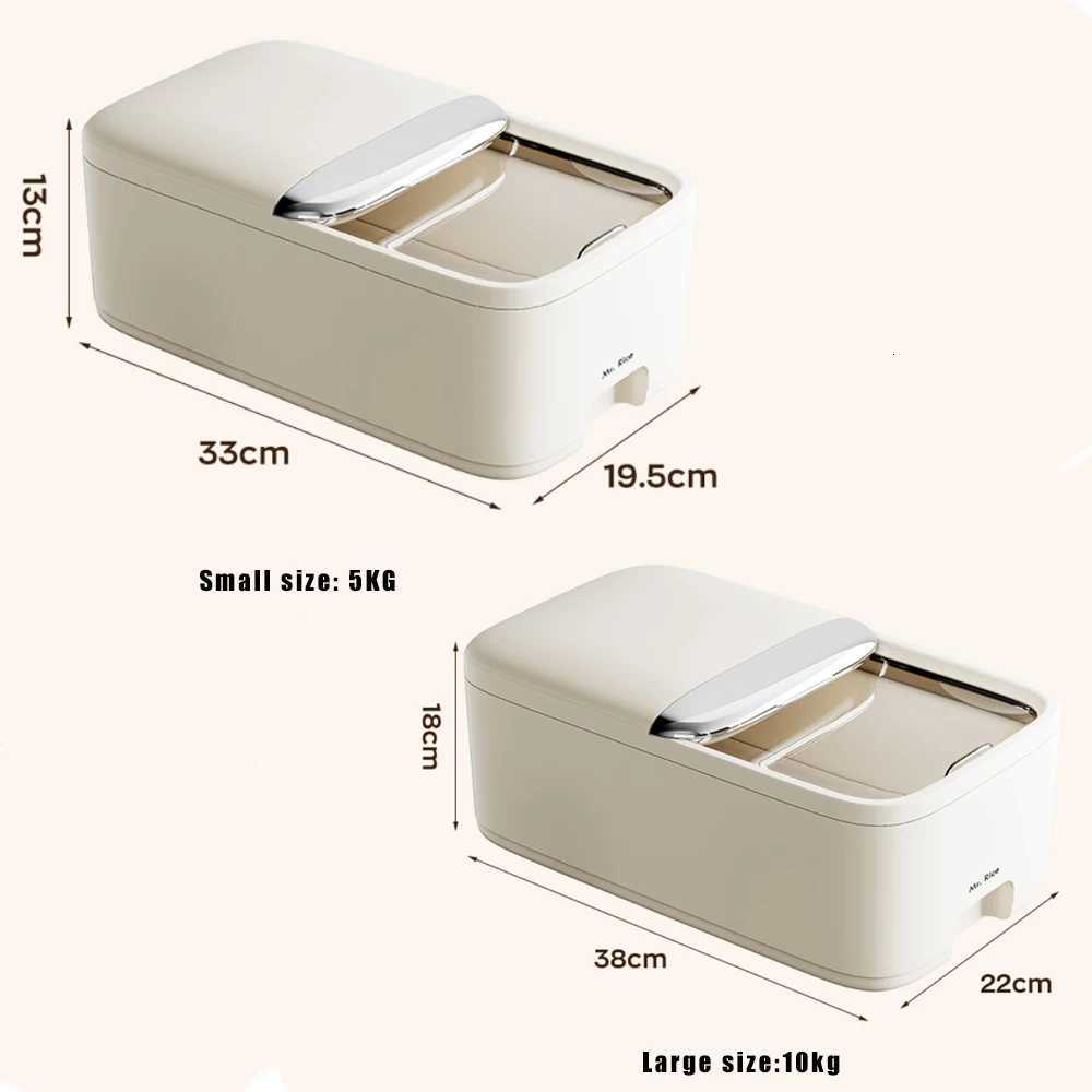 10KG Rice Storage Box Home with Lid Insect Proof Moisture Proof Rice Box Grain Sealed Jar Kitchen Container Storing Dry Grain Y251126