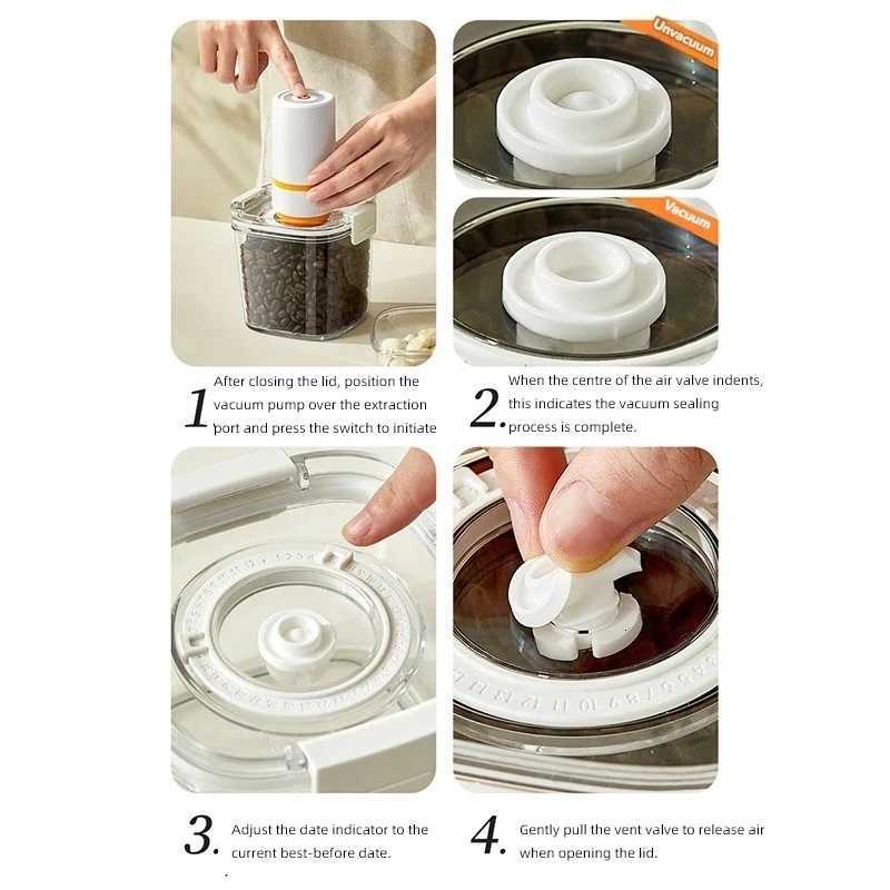 Vacuum-sealed Container Moisture-proof Seng Jar Coffee Bean Storage Jar Electric Vacuum Pump Kitchen Grain Sweet Storage Box Y251126