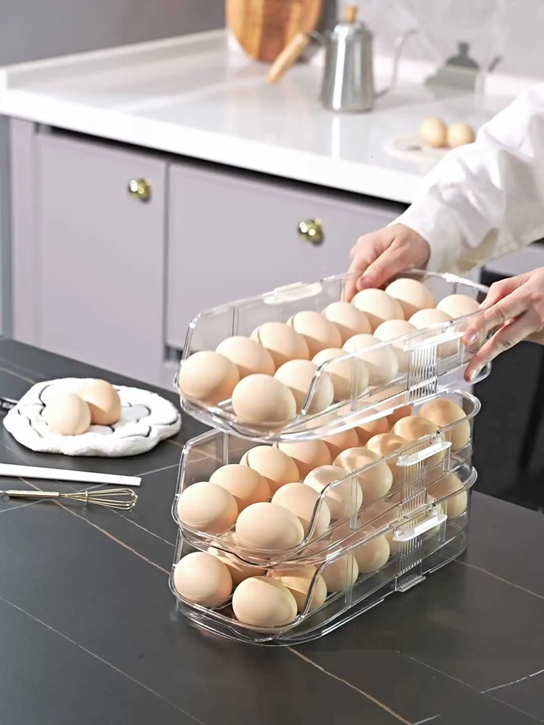 Home Refrigerator Automatic Rolling Egg Storage Tray Side Door Storage Container Food-Grade Rolling Egg Rack Y251126
