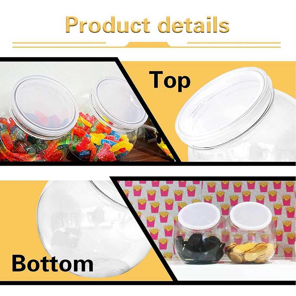 1Pc Candy Jar with Lid Plastic Clear Cookie Storage Container Wide Mouth Canister for Candy Snacks Cereal Jelly Dry Food Y251126