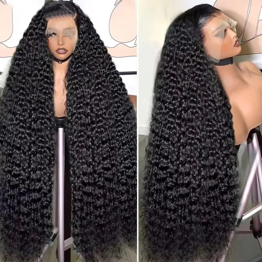 Burmese Kinky Curly Hair Wig Transparent Lace Frontal Brazilian Human Natural Hair Wigs 40 Inch 13x6 HD Glueless Wig Human Hair Ready To Wear