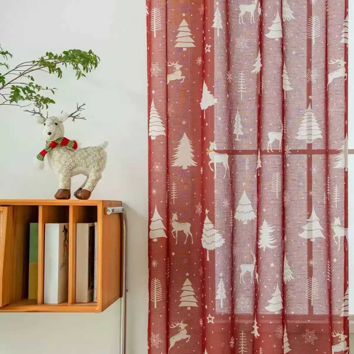 Christmas Christmas Red Snowflake Sheer Curtain Festive Window Decor for Holiday Living Room Dining Room Y251126