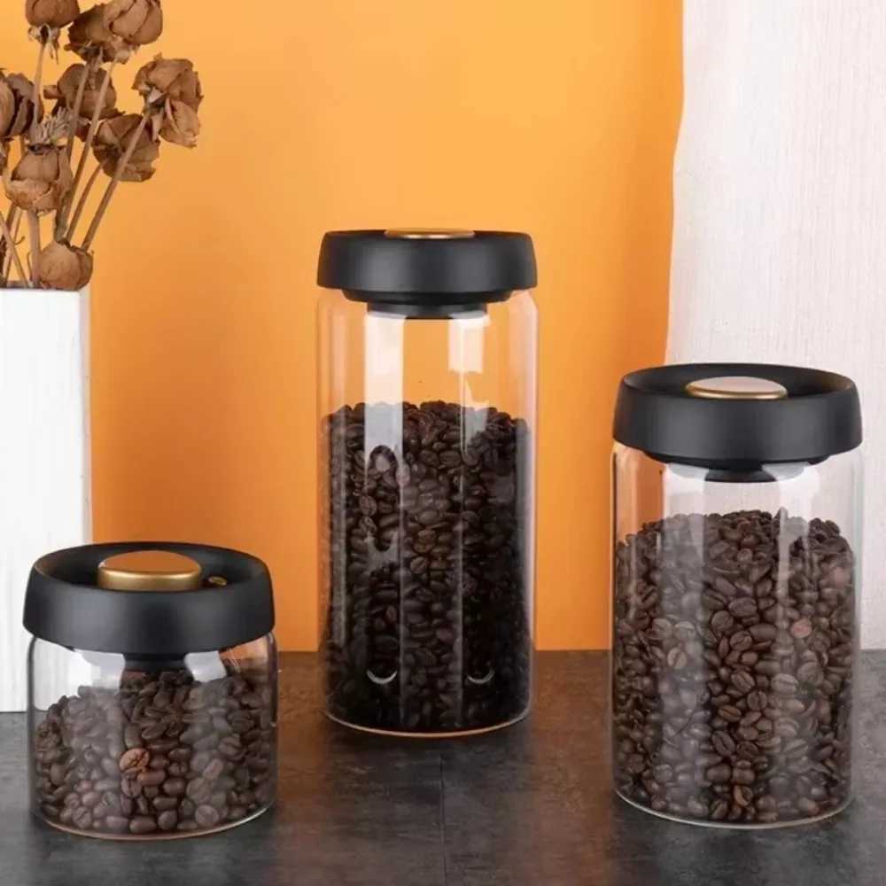 Economic 500ml Vacuum Sealed Jug Coffee Beans Glass Airtight Canister Food Grains Candy Keep Fresh Storage Kitchen Accessories Y251126