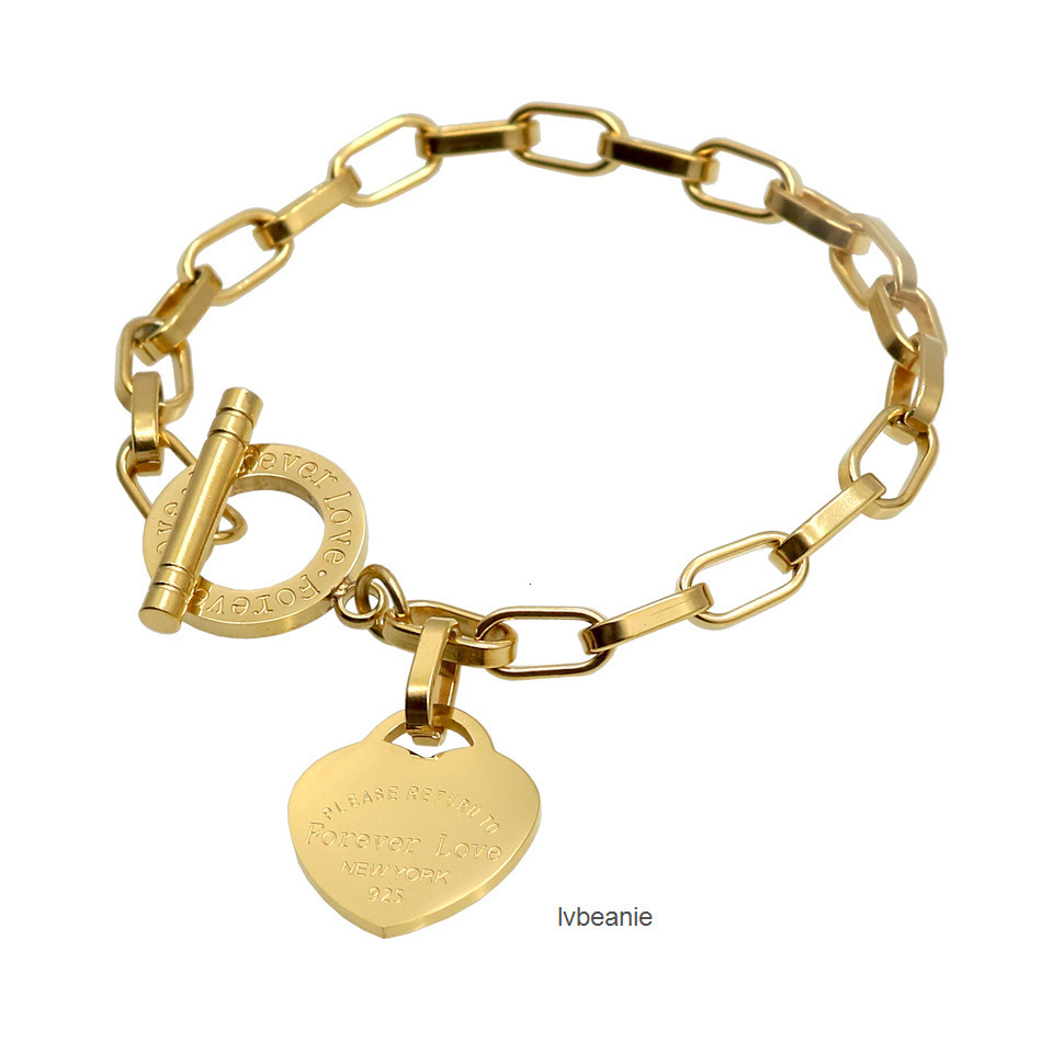 tiffamy and co girlfriend bracelets love bangle bracelet square chain heart charm 18k gold plated titanium steel designer for women tiffanies tiffanyx DLID EOHN
