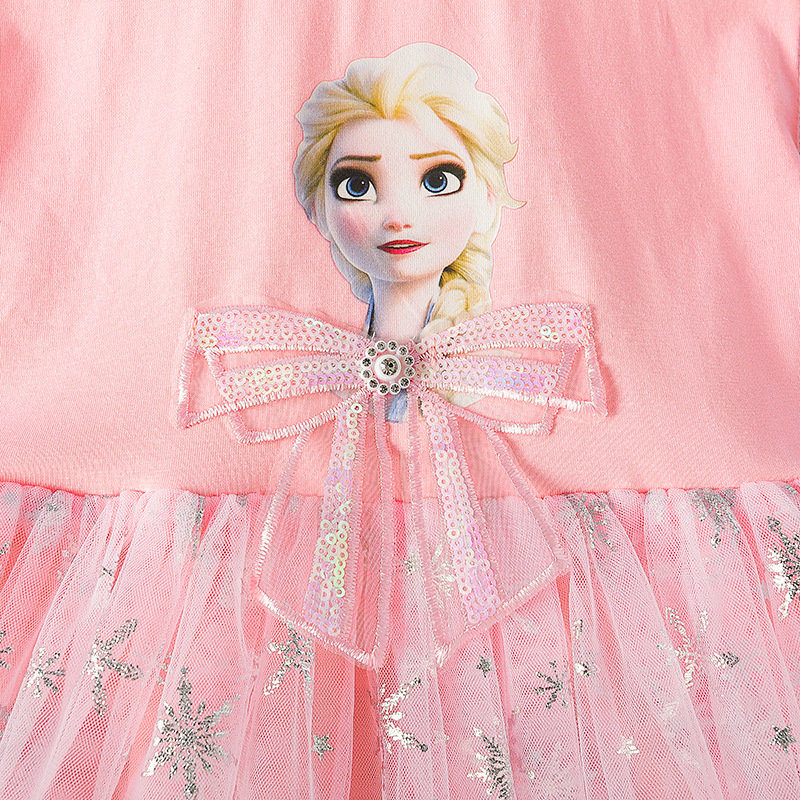 DISNEY Frozen Elsa princess kids designer clothes baby designer clothes Girls' dress summer short-sleeved cotton baby princess dress.