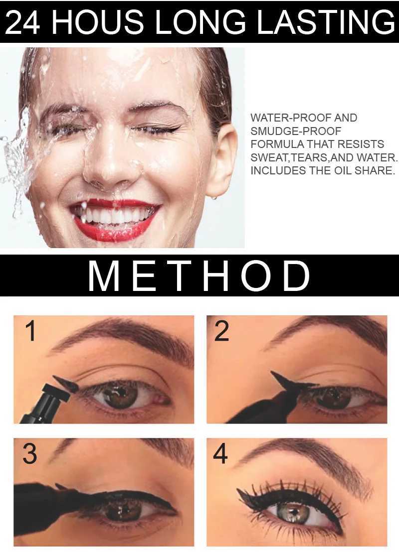 1 Pcs Black Wings Stamp Liquid Eyeliner Easy Cat Eye Template Makeup Tool Anti-smudge Vamp Wing Lasting Waterproof Anti-sweatT251126