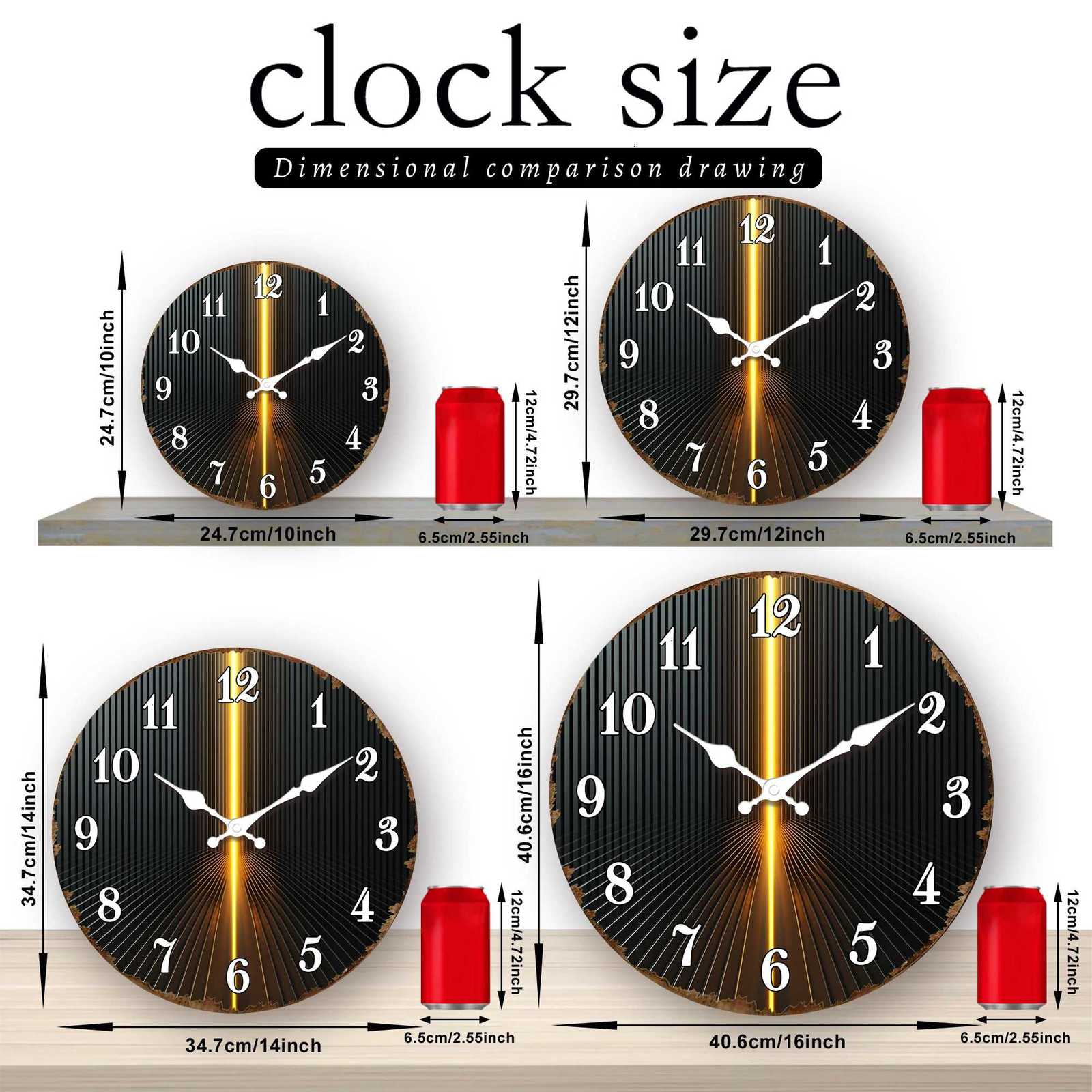 Modern Black Gold Radiant Stripes Wall Clock Sleek Design for Contemporary Home Decor C251126