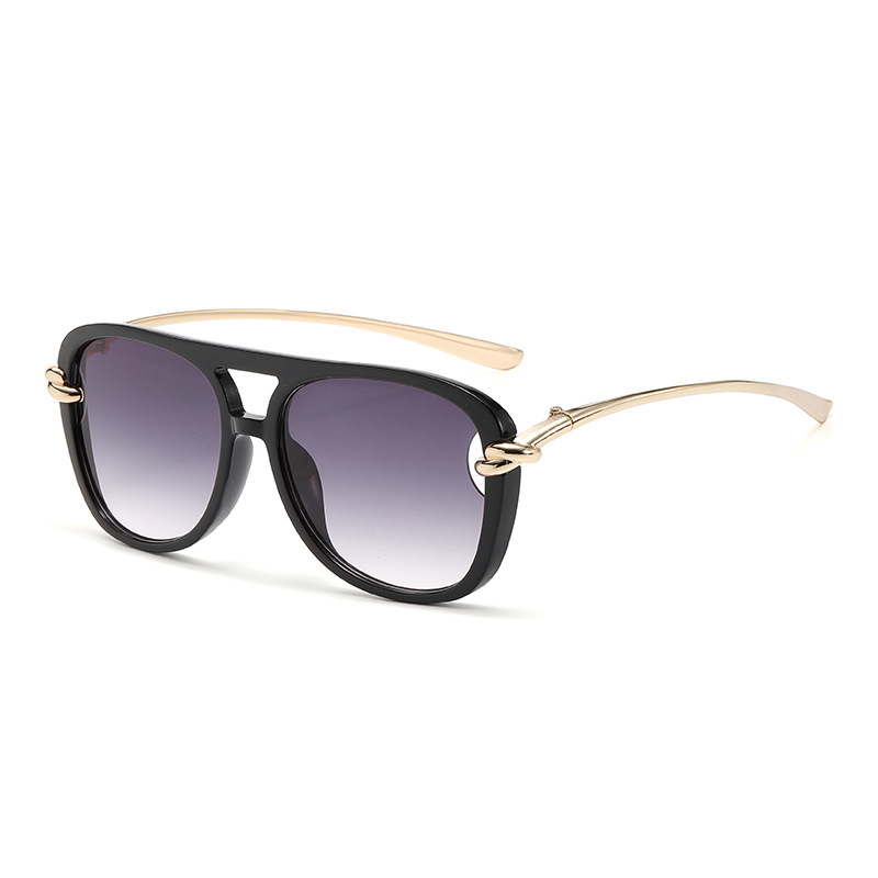 New European & American Style Fashionable Double-Bridge Sunglasses Unisex Metal UV Protection Trendy Street Style Sunglasses