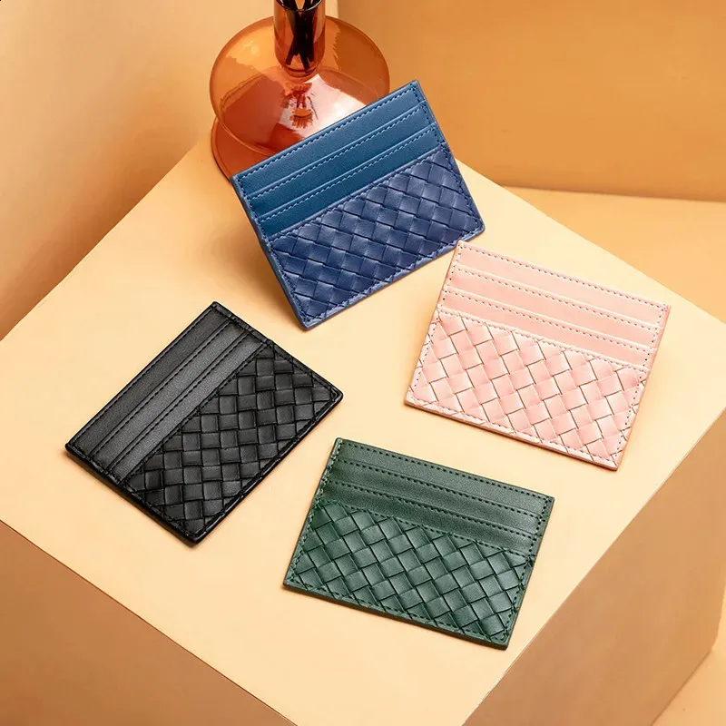 Mens id Card Holders wallet woman Leather mini Credit card Purse Luxury Designer Coin Purses travel Clutch Key wallets with box passport holders Pink poke Card Holder