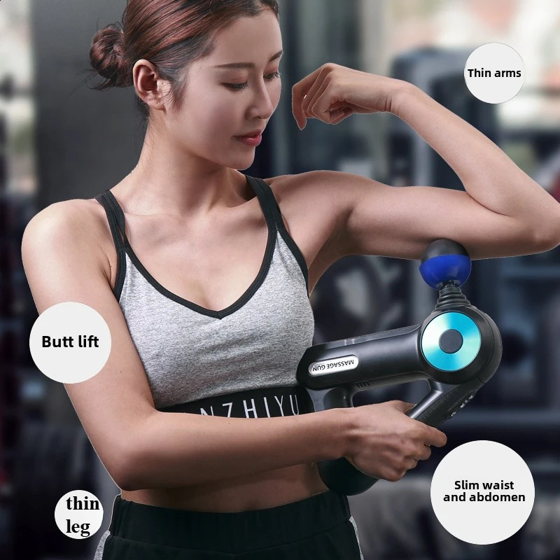 Fitness Equipment Portable Mini Electric Triangle Fascia Gun with 9 Massage Head for Body Muscle Relaxation Tendon Vibration 250418
