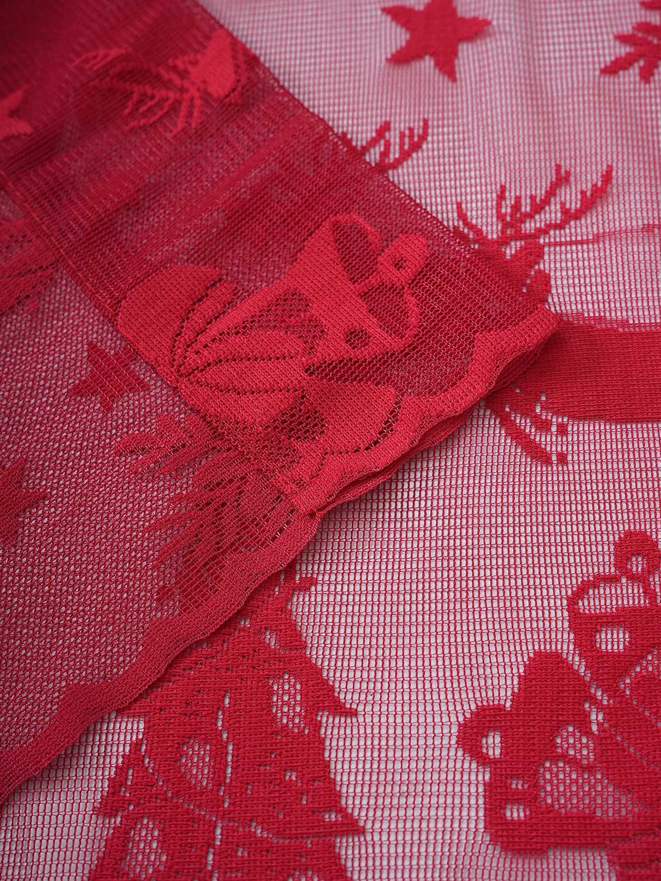 Curtain Christmas American Red Lace Sleigh Santa Christmas Curtains for Living Room Bedroom Window Festive Atmosphere Decorative Y251126