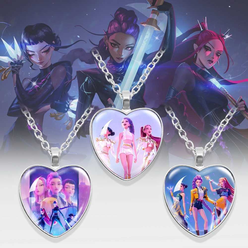 KPop Demon Hunters Heart Necklace - Rumi Zoey Mira Anime Film Alloy Jewelry Pendant for Fans Gifts Z251126