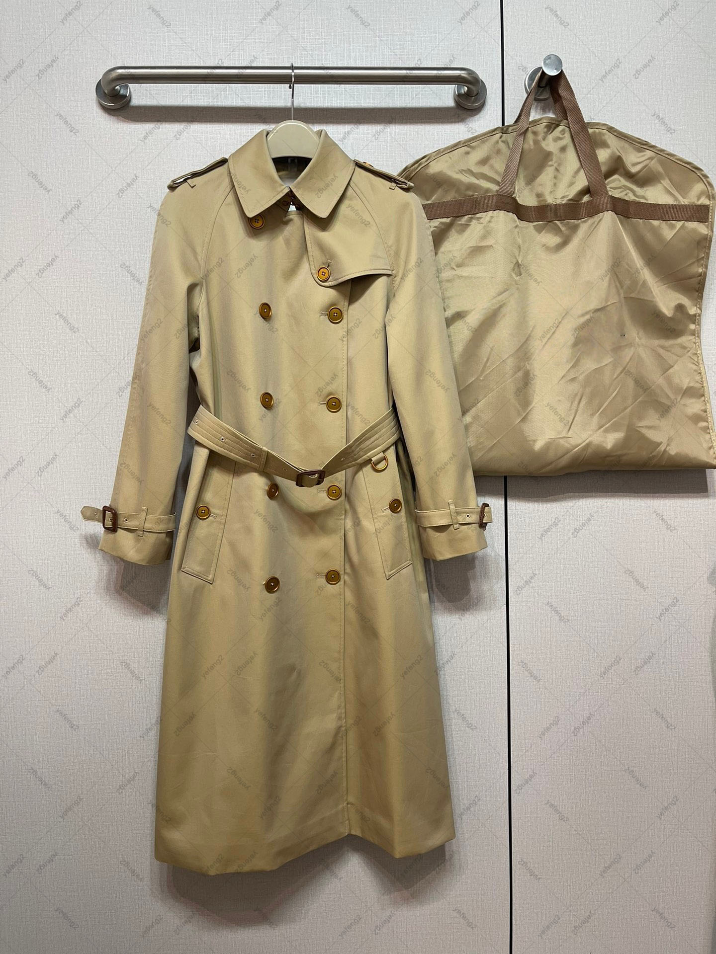 Womens trench coats classic checkered long coat plaid bagadian windbreaker Double breasted premium british