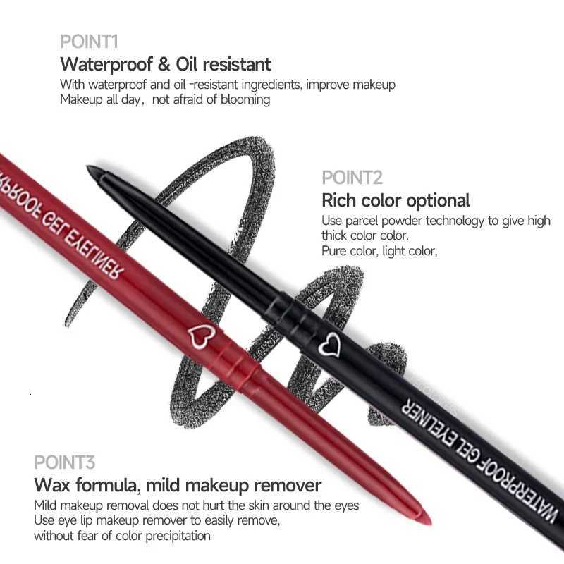 Lying Silkworm Eyeliner Gel Pen Smooth Long Lasting Matte Eyeliner Waterproof Eye Liner Gel Pencil Quick Dry MakeupT251126