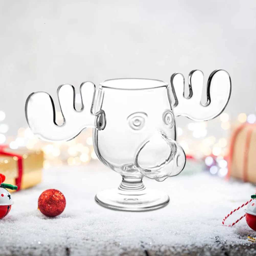 240ml 8oz Christmas Mug Christmas Reindeer Head Creative Elk Glass Milk Glass Wine Beer Water Juice Milk Glass C251126
