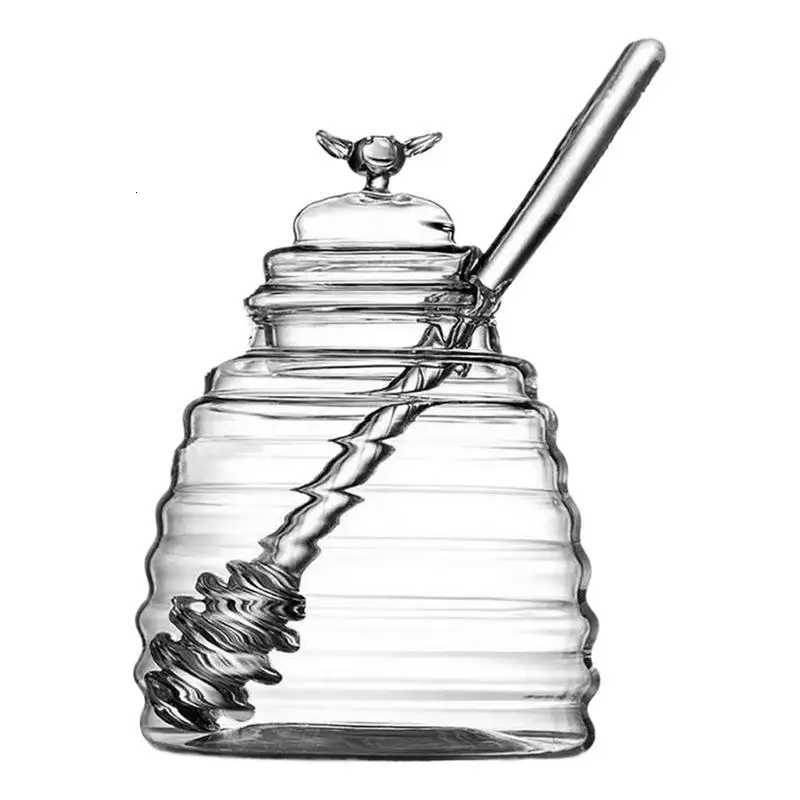 Glass Honeycomb Tank Kitchen Tools Honey Storage Container with Dipper and Lid Honey Bottle for Wedding Party Kitchen Home Y251126