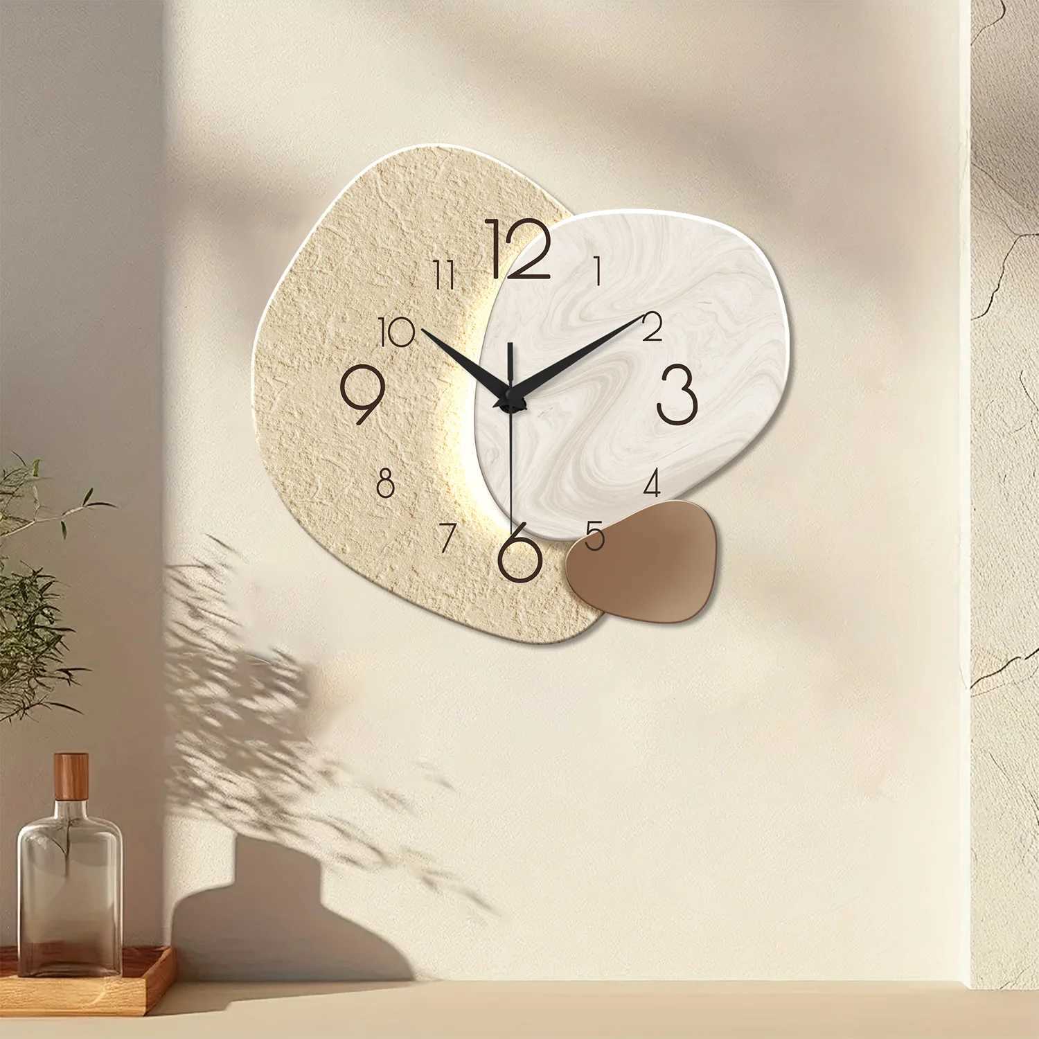 Modern Simple Wall Clock Silent Quartz Clock Bedroom Clock Living Room Sofa Background Decoration Wall Clock No Battery C251126