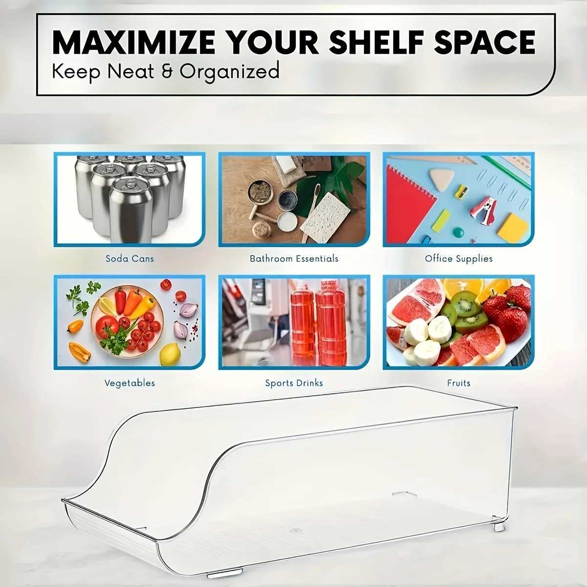 1/2 Pack Drink Dispenser Organizer for Refrigerator Clear Plastic Tall Skinny Soda Pop Cans Holder Container Storage Bin Y251126