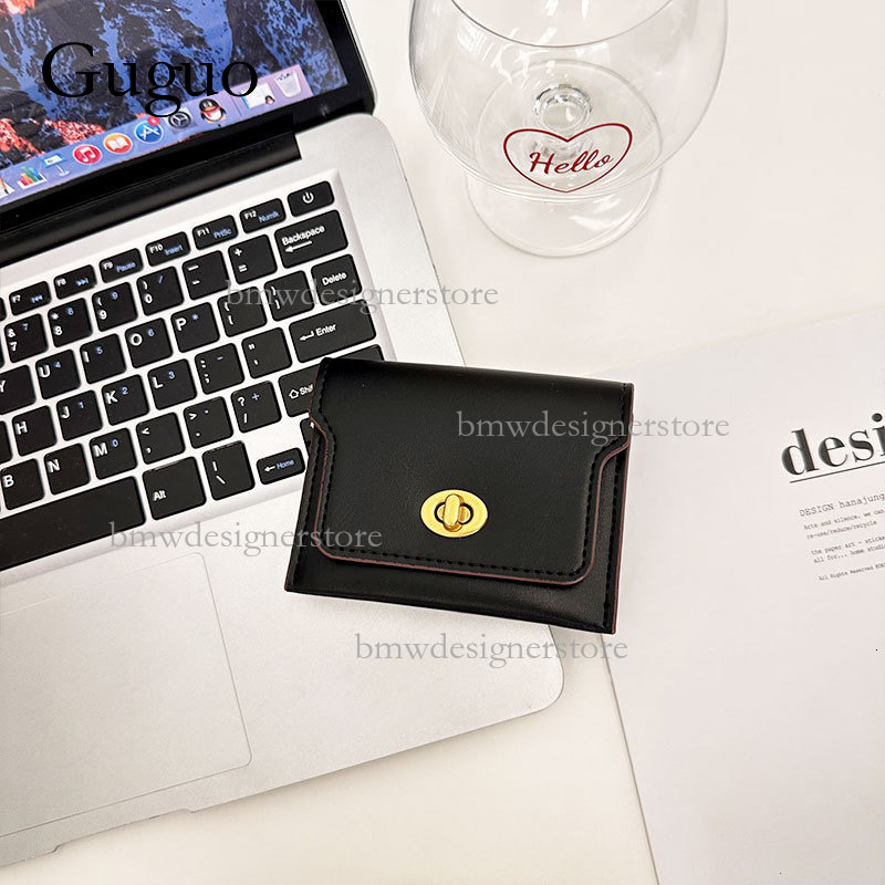 Guguo Designer Luxury Metal Buckle Wallet New Fashion Multi Compartment Women's Card Bag Unique Dopamine INS Korean Short Handbag Coin Bag Key Ba