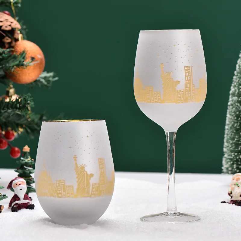 450/520ml Christmas tree Goblet Red Wine Glass Egg Cups Electroplating Engraving Champagne Glass Christmas Party Home Goblet C251126