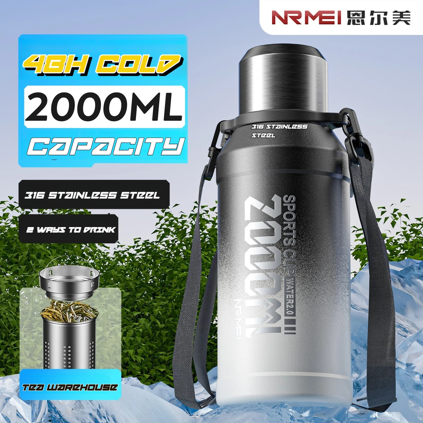 2L Thermos Insulated Water Vacuum Flasks Stainless Steel Thermal Bottle Cold coffee Tea Cup drinkware Gym mug 251114 W260226