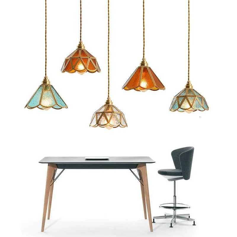 New Retro Copper Tiffany Wall Lamp Simple Reading Light Hanging Villa Bedroom Corridor Living Room Decorative Light Chandeliers M251126