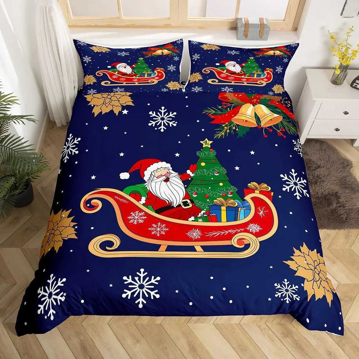 Christmas Christmas Duvet Cover Full QueenCute Cartoon Santa Claus Snowflake Bedding Set Xmas Gifts for Boys Girls Christmas Quilt Cover Y251126