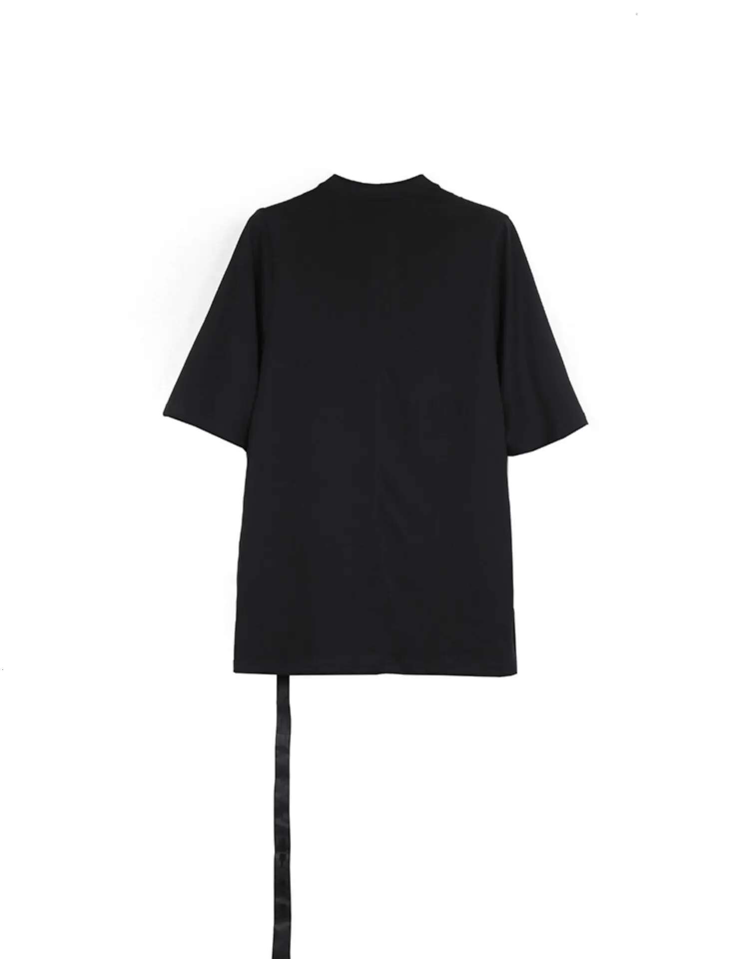 Dark RO Cotton Tees Tshirt Men's Inverted Triangle Slogan Sticker Short Sleeved Ribbon Casual Loose T-Shirt Tops Rick Style