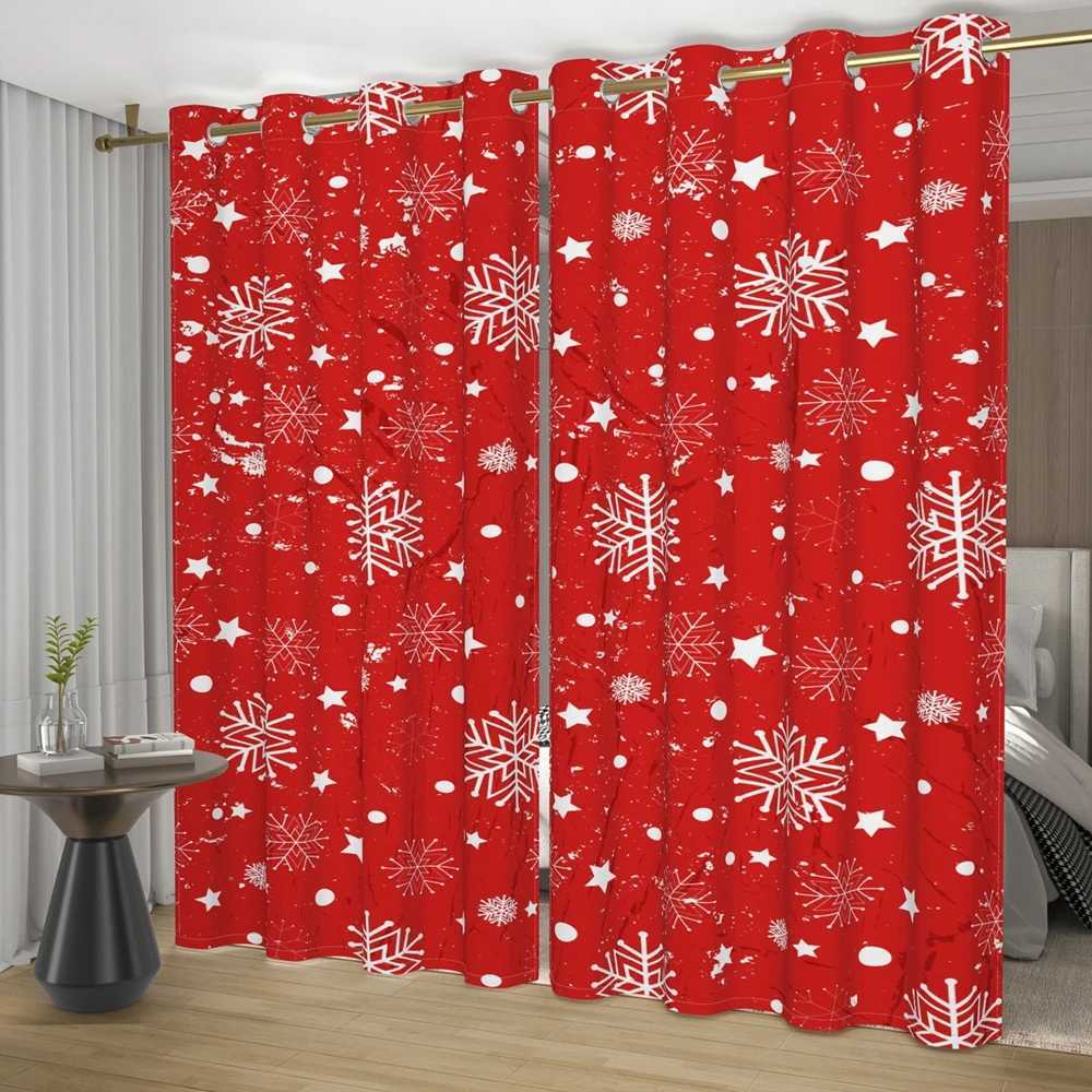 Christmas 2pcs/set Christmas Themed Curtains Xmas Tree Winter Snowflake Reindeer Print for Festive 2025 Home Decoration Window Curtain Y251126