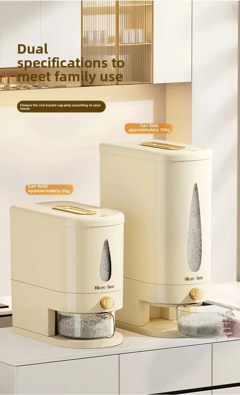 2025Home Rice Storage Container Press-Type Airtight Rice Bucket Insect-Proof Moisture-Proof Grain Bin for Pet Food Flour Storage Y251126