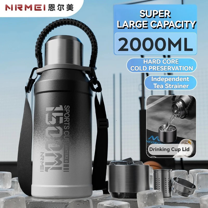 2L Thermos Insulated Water Vacuum Flasks Stainless Steel Thermal Bottle Cold coffee Tea Cup drinkware Gym mug 251114 W260226