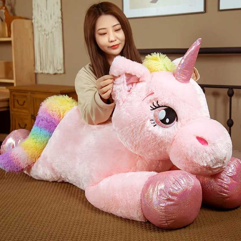New Arrival Large Unicorn Plush Toys Cute Pink Rainbow Horse Soft Doll Stuffed Animal Big Toys For Girlfriend Birthday GiftT251126