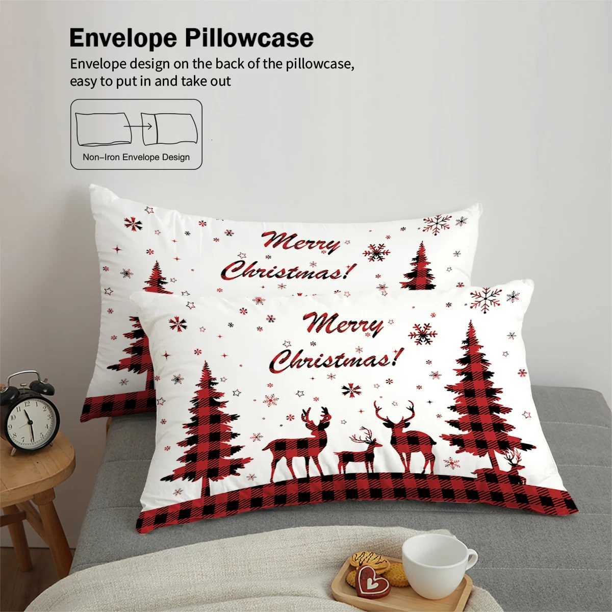 Christmas 3pcs Merry Christmas themed pattern bedding set Christmas tree for teenagers and adults bedroom a Christmas gift Y251126