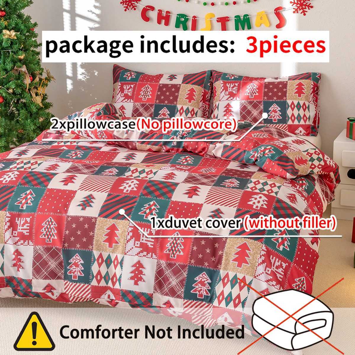 Christmas 3pcs/set Christmas Reindeer Snowman Bedding Set Includes 1 Duvet Cover And 2 Pillowcases Soft And Skin-Friendly Y251126