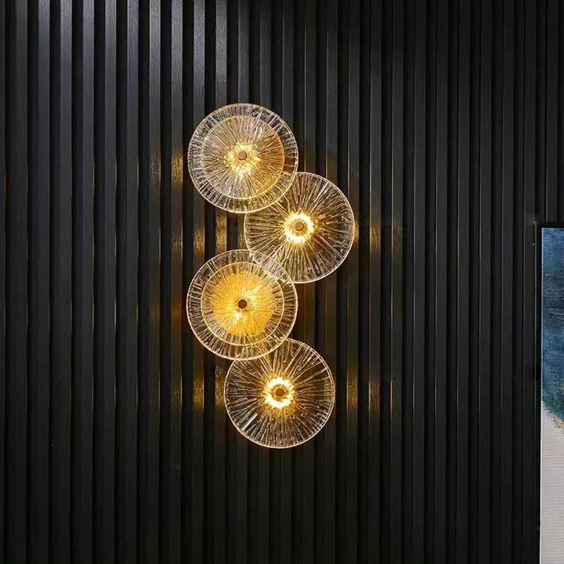 Modern Nordic Round Glass LED Lights Wall Lamp Combination For Living Room TV Background Bedside Corridor Aisle M251126