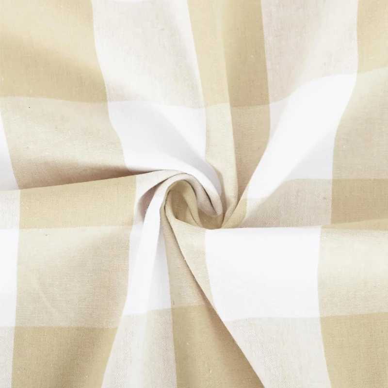 Curtain Christmas 1pc farmhouse khaki grid through pole curtains suitable for bedrooms living rooms and study rooms Y251126