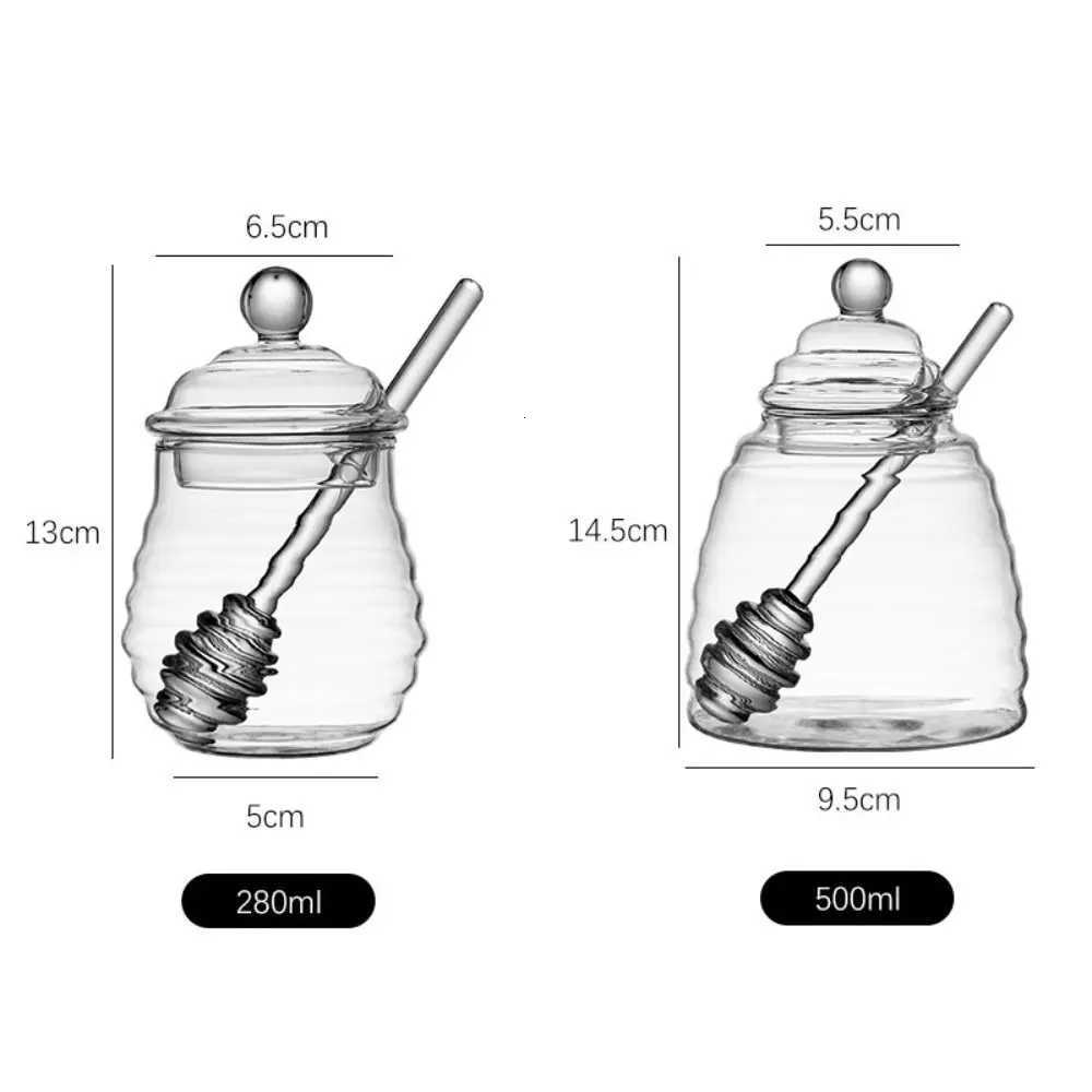 Transparent Honey Pot with Dipper and Lid Honeycomb Tank Kitchen Honey Bottle for For Wedding Party Office Kitchen Home Y251126