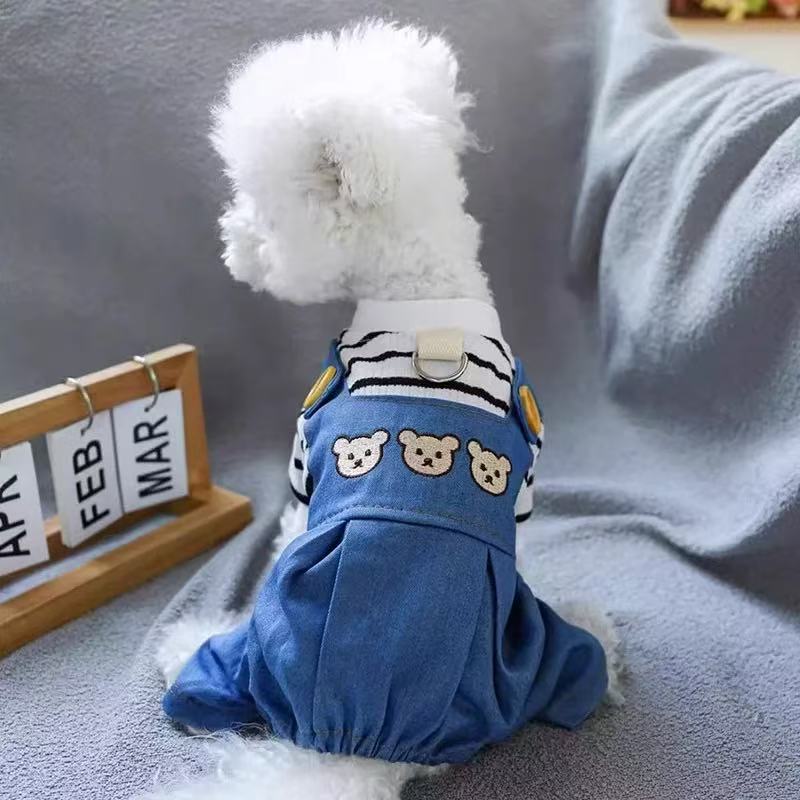 T00070Dog clothes spring and summer thin four-legged clothes can pull Teddy Bichon Schnauzer small puppy pet anti-hair loss