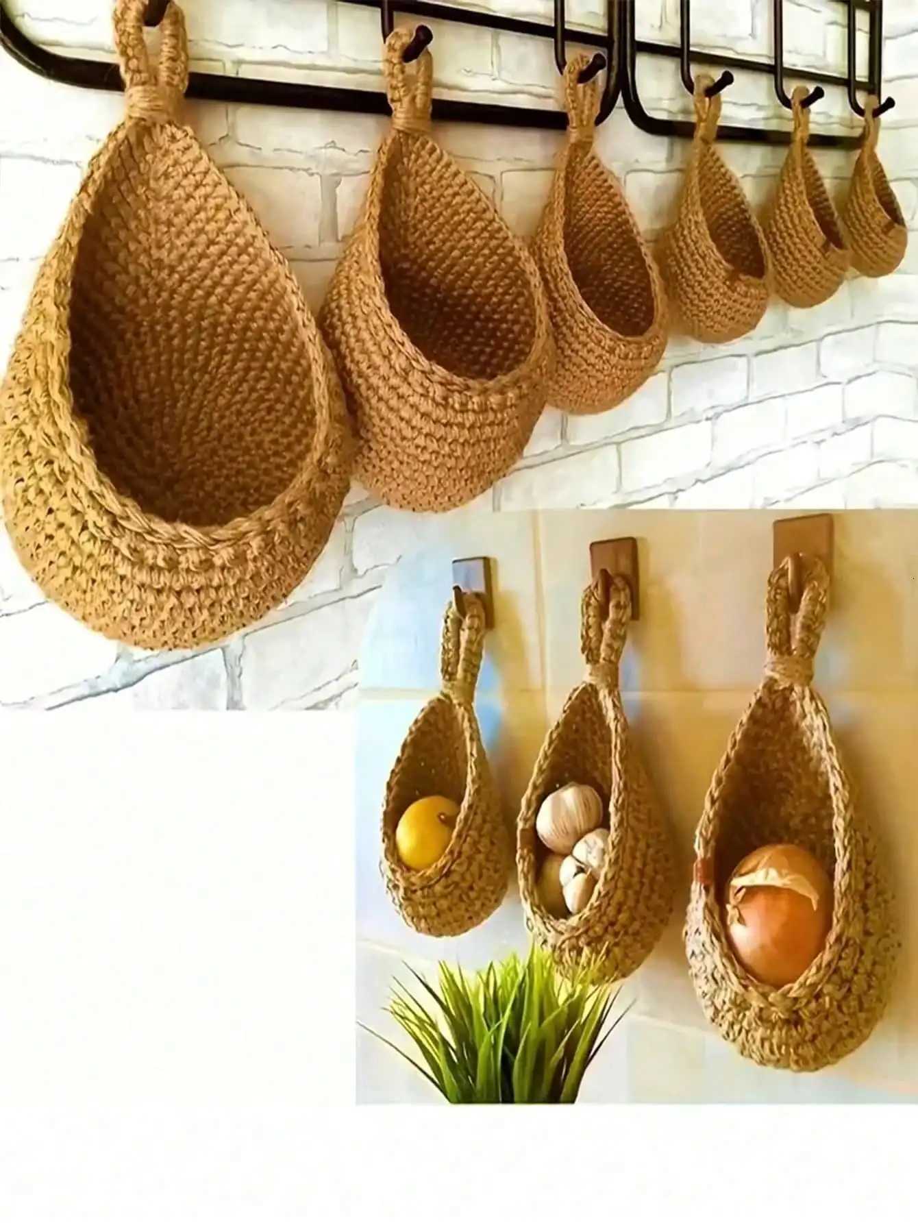 Wall Decor Hanging Basket Bohemian Woven Basket Planting Planter Container Teardrop Shape Suitable for Vegetables and Fruits Y251126