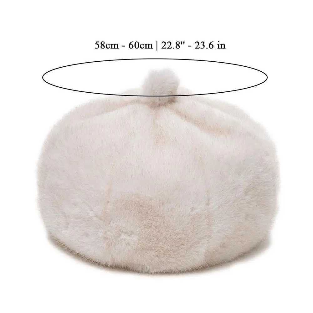 Elegant Plush Berets Outdoor Windproof Octagonal Cap Soft Fluffy Painter Hat Woolen Pumpkin Beanie Cap Imitation Mink Fur Hat J251125